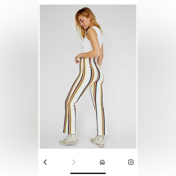 Free People NWT In My Feelings Stripe Slim Flare Crop Pants,sz 2 - Picture 13 of 13
